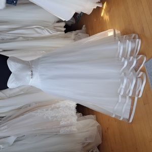 Drop waist tulle wedding gown